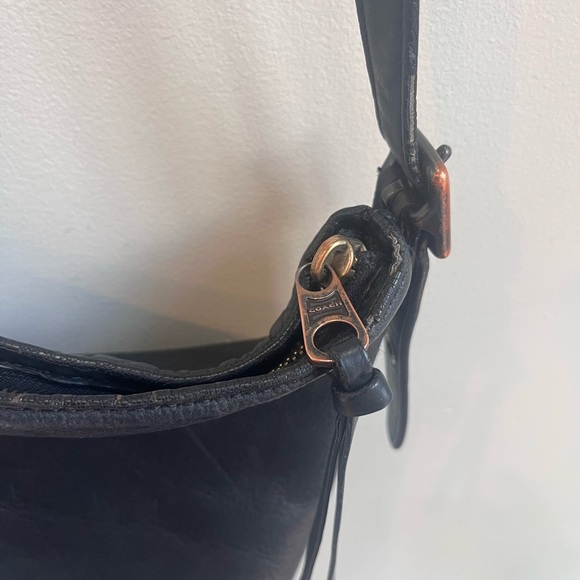 Vintage Coach Bleeker Mini Duffle Bag Legacy Black Pebbled Leather Crossbody - Picture 9 of 15